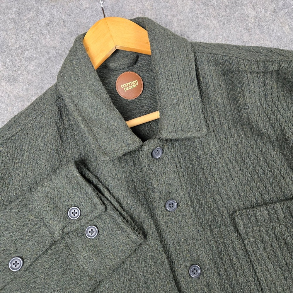Common People Shirt Jacket Mens XL Green Textured Button Up Shacket Workwear